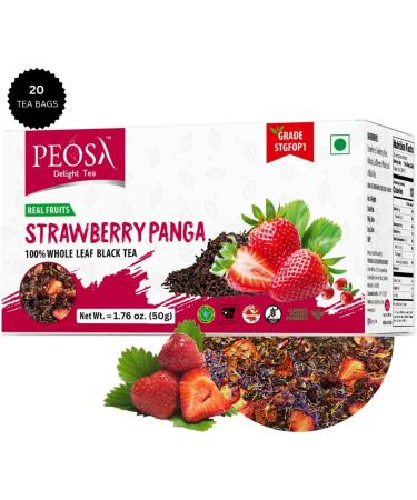 Peosa Delight Tea - Strawberry Panga Loose Leaf Black Tea Natural & Exotic Fruits Strawberry - Cranberry - Rose - Hibiscus Hot & Iced Tea Natural Flavors 1.76 oz Box 20 Tea bags. - Buy Online on SooperMarket.com