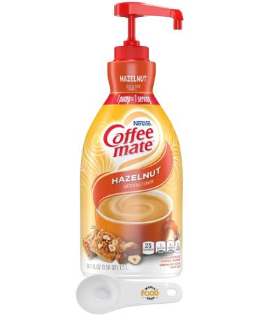 Coffee mate Hazelnut Liquid Concentrate 1.5 Liter Pump Bottle with World Food Shop Scoop