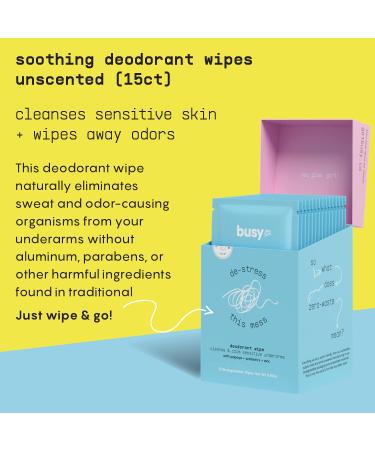 Calm Line 15ct Unscented Deodorant Wipes for Women with Zinc, Prebiotics & Papaya - Individually Wrapped Gentle Brightening Odor Control & Cleansing Wipes - Buy Online on SooperMarket.com