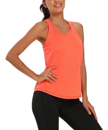 Aeuui Women's Racerback Tank Top | Mesh Yoga Shirt for Gym and Running | Orange - Small - Buy Online on SooperMarket.com