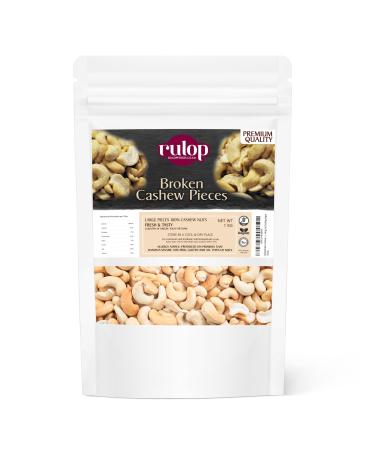 Rulop Broken Cashews - Large Pieces (1kg) - Premium Quality Perfect for Snacking and Cooking Vegan