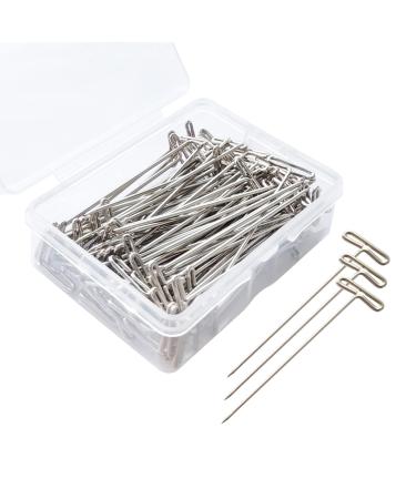 T Pins, 50 Pack 2 inch T-Pins, T Pins for Blocking Knitting, Wig Pins, T Pins for Wigs, Wig Pins for Foam Head, T Pins for Sewing, Wig T Pins, Blocking Pins, T Pins for Office Wall 2 inch/ 53 mm