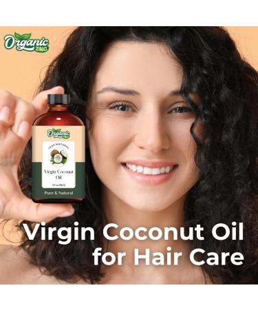 ORGANIC ZING Virgin Coconut (Cocos nucifera) Oil | Pure & Natural Carrier Oil for Skincare Haircare & Massage - 118ml/3.99fl oz - Buy Online on SooperMarket.com