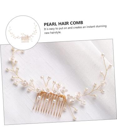 Mikinona Bridal Hair Comb Pearl Headpiece Pearl Headdress Bride Hair Comb Pearl Hair Combs Pearl Headwear Wedding Hair Comb Hair Accessories Bridal Headdress Handmade Headwear Decor - Buy Online on SooperMarket.com