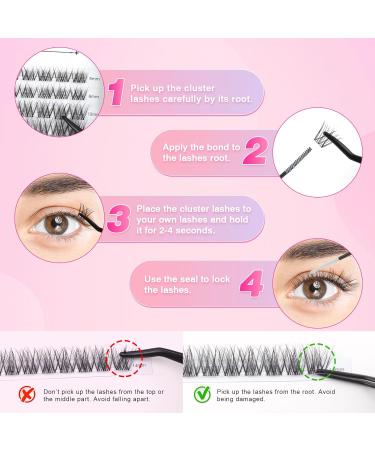 Glowing Win Individual Eyelash Extensions Set - DIY Cluster Lashes Kit with 144 PCS Lash Bond & Seal Tweezers | 8-16mm Natural False Eyelashes for Stunning Looks - Buy Online on SooperMarket.com