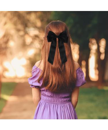 Pack of 2 Hair Bows Hair Clips with Bow Bow Hair for Girls Women (Black White) - Buy Online on SooperMarket.com