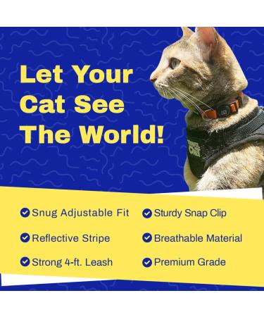 Reflective Travel Cat Harness and Leash Set - Lightweight & Breathable - Snug Fit for True Adventurers - Strong Snap Clip - Large Grey - Buy Online on SooperMarket.com