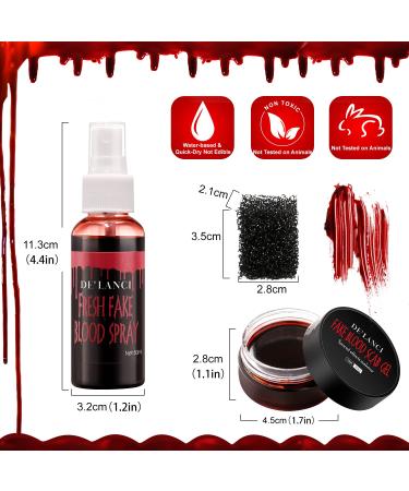 DE'LANCI Fake Blood Spray Splatter & Fake Scabs Gel Kit - Halloween Makeup for Vampire, Zombie & SFX Wound - Buy Online on SooperMarket.com