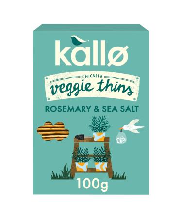 Kallo Rosemary & Sea Salt Veggie Thins Crackers | Healthy Snacks High Fibre Plant Protein Gluten Free & Baked | 100g Single Pack
