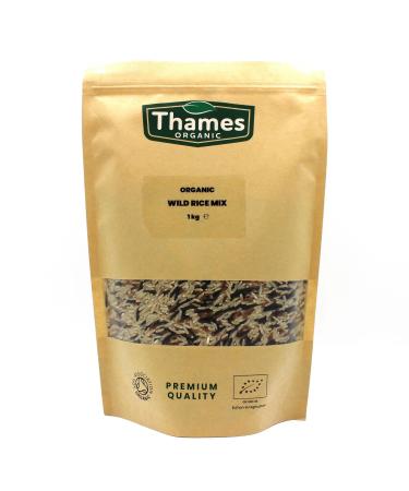 Organic Wild Rice Mix - Camargue Red Rice Wild Rice Long Grain Brown Rice Raw Vegan GMO-Free - No Additives or Preservatives - Nutritious Flavorful and Sustainable - Thames Organic 1kg 1 kg (Pack of 1)