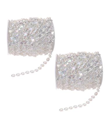 Acrylic Clear Crystal Beads Diamond Garland Strands Rhinestone by Roll for DIY Doorway Beads String Curtain Wedding Birthday Party Decorations Arts and Crafts Projects (2 Pack of 99 Ft/33 Yards)