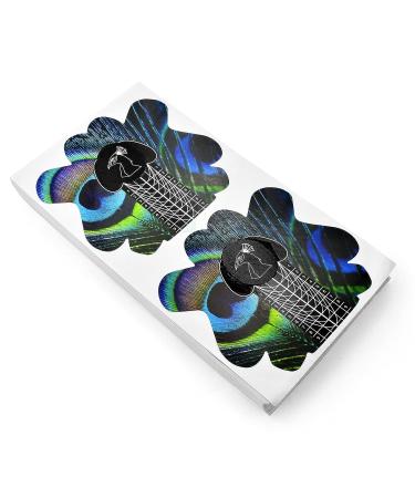 100pcs Pro Almond Stiletto Tips Nail Form Leopard Tiger Giraffe Pattern | C Curve Acrylic UV Gel Nails Builder False Nail Extension Guide Stickers - Peacock Pattern - Buy Online on SooperMarket.com