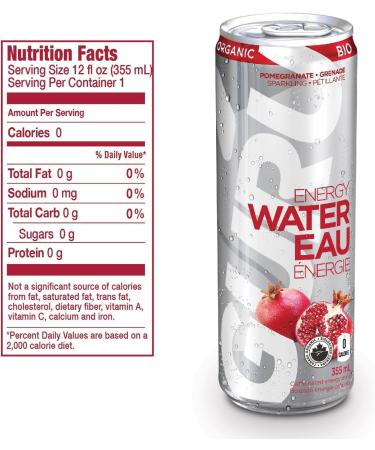 GURU Energy Sparkling Water Mix Pack | 0 Calories | Sugar Free | Certified Organic | 100mg Caffeine | Naturally Sweetened | 355ml (Pack of 24) (24 Pack Lime & Pomegranate) - Buy Online on SooperMarket.com