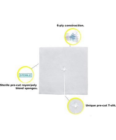 Dukal Basic T-Drain Sponges 2x2 - Pack of 70 Pre-Cut Dressings for I.V.s, Catheters, Tubes, Drains | Sterile 6-Ply Poly Rayon Medical Sponges - Highly Absorbent & Sterile Dressing Pads 7265 - Buy Online on SooperMarket.com