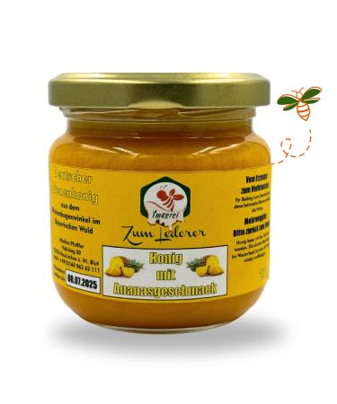 German pineapple - honey sweet spread from the family beekeeping Zum Lederer - 250 g creamy honey with a fruity pineapple taste from the Bavarian Forest - honey directly from beekeeper honey with a pineapple taste 250 g (1 Pack)