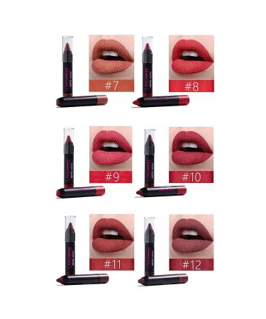 12 Colors Velvet Matte Lip Pencil Set | Waterproof Long Lasting Lip Liner | Non-Stick Lipstick Set with Gift Box - Buy Online on SooperMarket.com