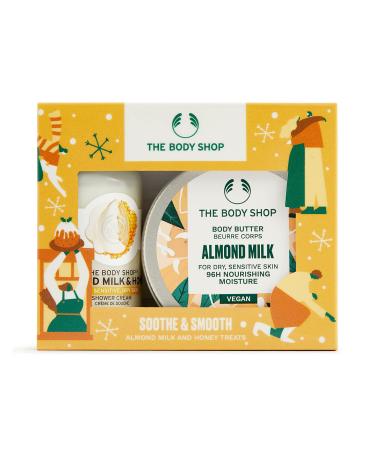 The Body Shop Soothe & Smooth Almond Milk & Honey Treats Gift Set  Hydrating & Moisturizing Skincare  Treats for Dry & Sensitive  2 Items  Nutty 2 Piece Set