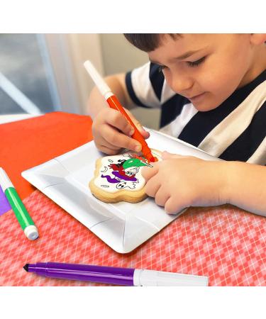 Halloween Cookies Decorating Kit for Kids | 4 Jumbo Cookies + 3 Edible Markers | Pumpkin Witch Ghost Theme | Individually Wrapped | Fun Holiday Activity - Buy Online on SooperMarket.com