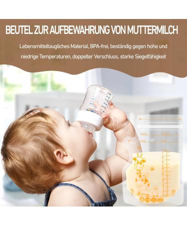 BPA-Free Breast Milk Storage Bags - 45 Pre-Sterilized 250ml Freezing Bags with Double Zipper | International Shipping Available - Buy Online on SooperMarket.com