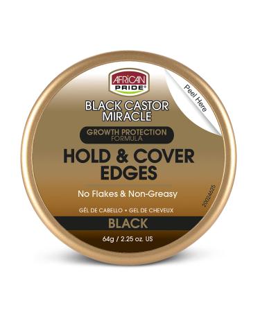 African Pride Black Castor Miracle Black Hold & Cover Edge Gel - growth protection formula 64g