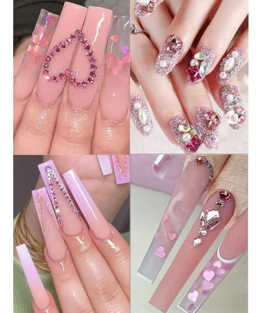 Wsimily Pink AB Crystal Nail Rhinestones Kit | 1620 Pcs Flatback Gems for DIY Manicure | Tweezers & Organizer Box Included - Buy Online on SooperMarket.com