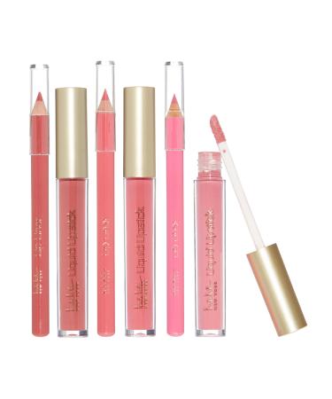 Nicole Miller Liquid Lipstick & Liner Collection | 6 Piece Set | 3 Liquid Lipsticks & 3 Lip Liners in Various Shades for Stunning Long-lasting