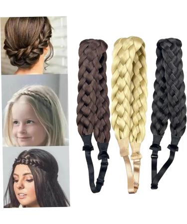 Braid Headband 5 Strands Synthetic Hair Braided Headband Chunky & Wide Plaited Braid Hair Band Adjustable Elastic Stretch Hairpiece for Girls (Style 3) - Buy Online on SooperMarket.com
