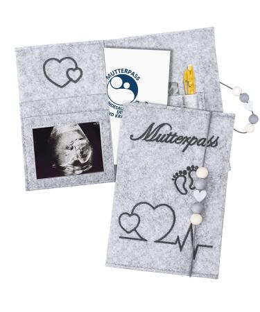 Tanker Street Mother Pass cover from felt mother pass bag pregnancy diary organizer with compartments for ultrasound images documents & vaccination pass etc.