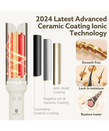 Rotating Curling Iron - Anti-Scald Automatic Curler 1.25 Inch | Adjustable Heat & Fast Heating | Safe Hair Styling Tool (White - Buy Online on SooperMarket.com