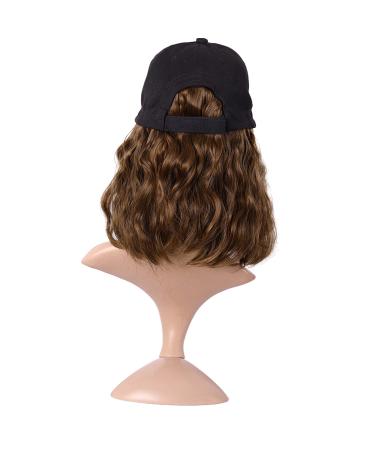MapofBeauty Short Curly BOB Synthetic Hair Extension Baseball Hat Wig (Brown) - 13 Inch/33 cm - Buy Online on SooperMarket.com