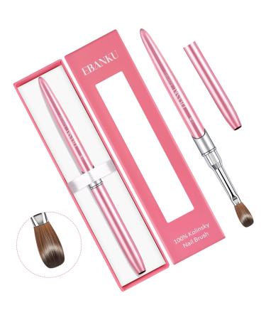 EBANKU Acrylic Nail Brush  100% Pure Kolinsky Acrylic Brushes Size 8 Round Shaped Oval Nail Art Painting Brush for Acrylic Application  Rose Gold Metal Handle Professional Nail Brush for Women (8)
