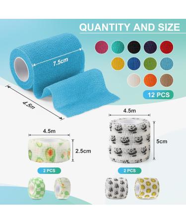 Efuturime 16 Self-Adhesive Bandage - 7.5cm 5cm 2.5cm x 4.5m | Colorful Elastic Fixing Bandage for Sports & Pets - Model S 16PCS-S - Buy Online on SooperMarket.com