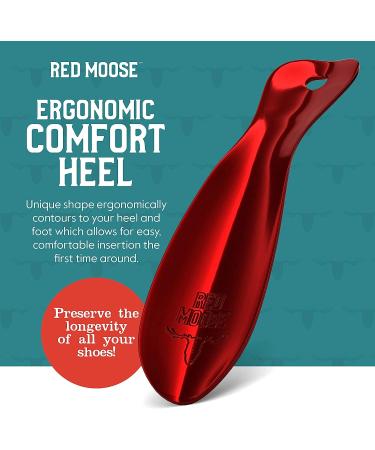 RED MOOSE 7.5-Inch Solid Steel Shoe Horn with Ergonomic Cherry Red Handle - Buy Online on SooperMarket.com