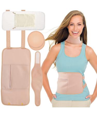 SHASUXTING 5Pcs Neck Waist Oil Pack Set with Chest Pad Reusable Oil Wrap Mess-Free Oil Pack Wrap with Adjustable Straps Comfortable Oil Pack for Neck Waist