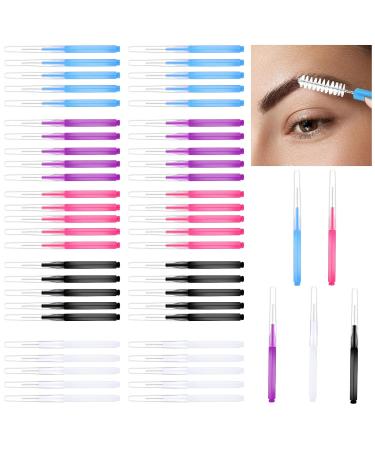 50-Piece Eyebrow Brush Set | 5 Colors Portable Eyebrow Laminating & Eyelash Comb Tools - Perfect for Eyelash Extensions & Lifting - Buy Online on SooperMarket.com