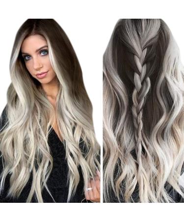 Amhomely Women s Gradient Synthetic Wig | Long Curly Party Wig in Gray & White - Stylish & Versatile Hair Choice - Buy Online on SooperMarket.com