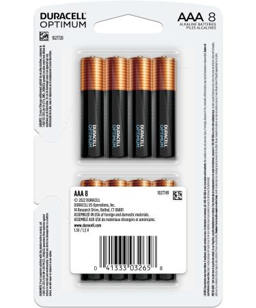 Duracell Optimum AAA Batteries - 8 Count Alkaline with Power Boost for Household & Office Devices | Long-lasting Performance - Buy Online on SooperMarket.com