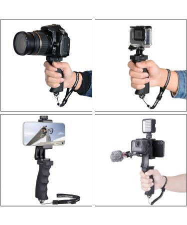2in1 Ergonomic Portable Action Camera+Smartphone Hand Grip Stabilizer Combo for Vlogging - GoPro & iPhone Holder Kit with Mic+Light Adapter for YouTube & TikTok - Buy Online on SooperMarket.com