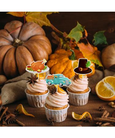 Whaline 72Pcs Thanksgiving Cupcake Topper 12 Designs Turkey Pumpkin Maple Leaf Gnome Cupcake Picks Cartoon Fall Food Picks with Sticks Glue Point for Autumn Thanksgiving Party Supplies Cake Decor - Buy Online on SooperMarket.com