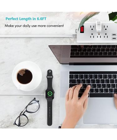 JUD Apple Watch Charger 2Pack 6.6ft Fast Magnetic Wireless Charging Cable - Compatible with Apple Watch Series 8/7/6/5/4/3/2/1/SE - White - Buy Online on SooperMarket.com
