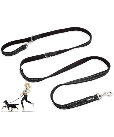 Dog Lead Hands Free Dog Leash Multifunctional Dog Rope Training Leads for Running Walking Hiking adjustable to 4 different lengths Nylon Double Running Lead for Small Medium or Large Dogs Black