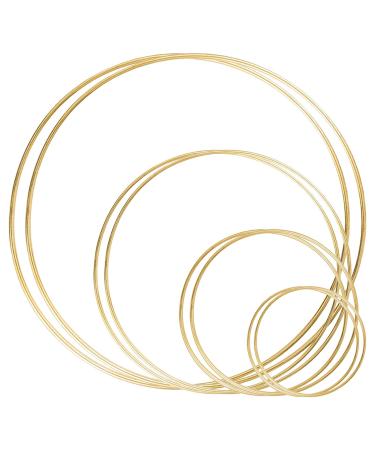 8 Pack Large Metal Floral Hoop Wreath Macrame Gold Hoop Rings(6 Inch8 Inch10 Inch 12 Inch) for Making Wedding Wreath Decor and DIY Dream Catcher Wall Hanging Crafts-Gold