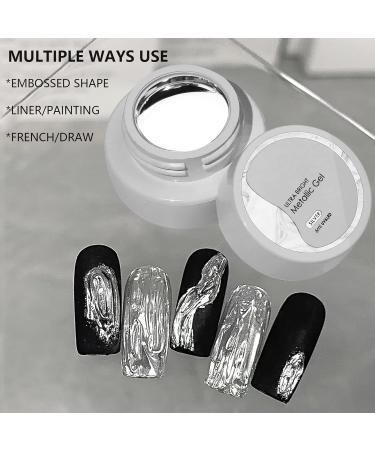 Metallic Painting Gel - Mirror Silver UV Painting Gel - 3D Metal Painting Gel Drawing Mirror Gel Nail Polish Glossy DIY Nail Art for Women Girls - Buy Online on SooperMarket.com