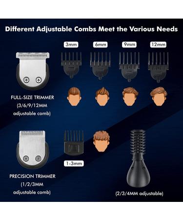 VIKICON Electric Beard Trimmer for Men - Waterproof Body Grooming Kit, Cordless Hair Clippers, Nose & Ear Trimmer - Rechargeable All in 1 Groomer & Mustache Shaver with Storage Case - Silver - Buy Online on SooperMarket.com