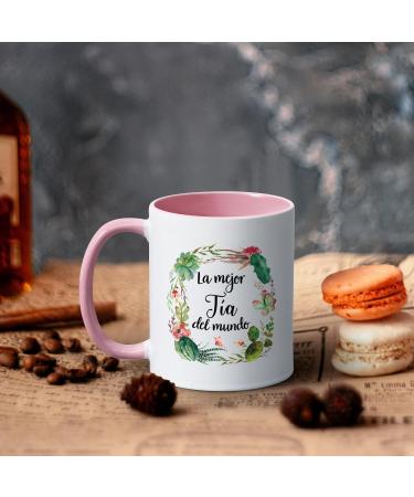 YHRJWN Best Aunt Ever Gifts La Mejor Tia Del Mundo Gifts in Spanish Aunt Gifts from Niece Nephew Christmas Mothers Day Birthday Gifts for Aunt Tia Best Tia Ever Gifts Aunt Coffee Mug 11 Oz White-pink Handle - Buy Online on SooperMarket.com