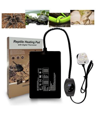 FIPASEN Reptile Heating Mat with Digital Thermostat 6x8 Inch Terrarium Heat Mat for Tortoise/Snakes/Lizard/Gecko/Hermit Crab/Frog/Spider/Insect Breeding/Plant Box - Upgraded Reptile Heating Pad 6" X 8" with Thermostat