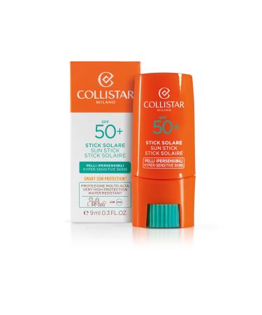 Collistar of active sun protection stick for hyper-sensitive skin with SPF 50+ practically with a transparent texture leaves no traces on the skin waterproof 9 ml