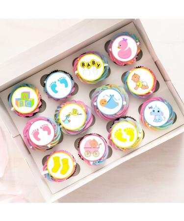 PRECUT Baby Shower Cupcake Toppers Gender Reveal Edible Mini Cake Decorations Edible Baby Shower Decorations Baby Boy Cupcake Toppers Baby Girl Cake Decoration Baby Shower Cake Toppers (24) - Buy Online on SooperMarket.com