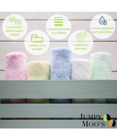 JM Bamboo Baby Washcloths - 8 Pack Soft Baby Face Towels for Sensitive Skin | 25x25cm Washcloth Set with Clothes Bag - Ideal for Children - Buy Online on SooperMarket.com