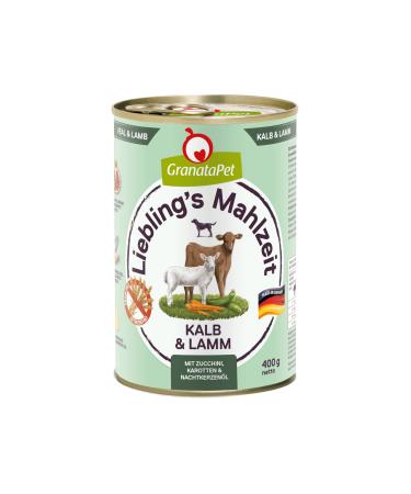 Granatapet Liebling's meal calf & lamb wet food for dogs dog food without grain & without sugar additives single feed 6 x 400 g calf & lamb 400 g (6 Pack)